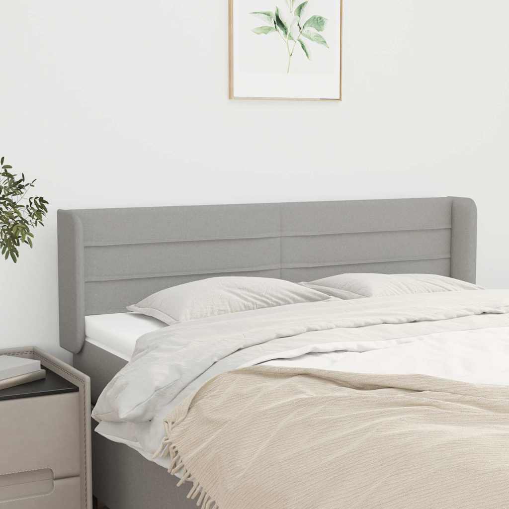 Kopfteil mit Ohren Hellgrau 147x16x78/88 cm Stoff