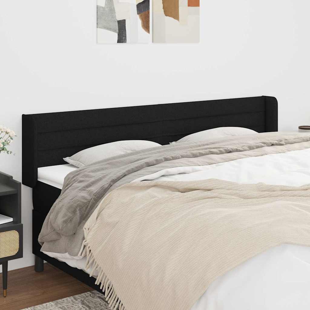 Kopfteil mit Ohren Schwarz 163x16x78/88 cm Stoff