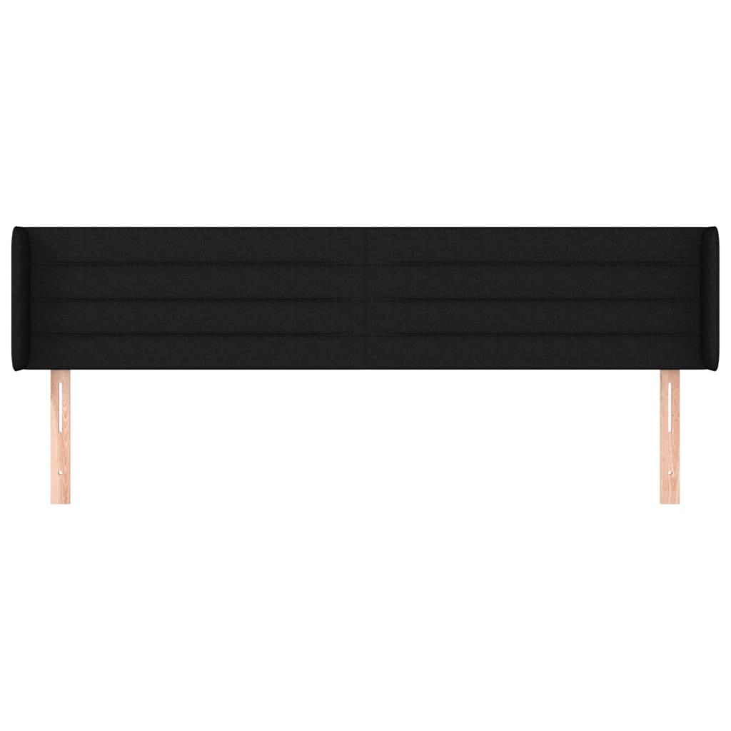 Kopfteil mit Ohren Schwarz 183x16x78/88 cm Stoff