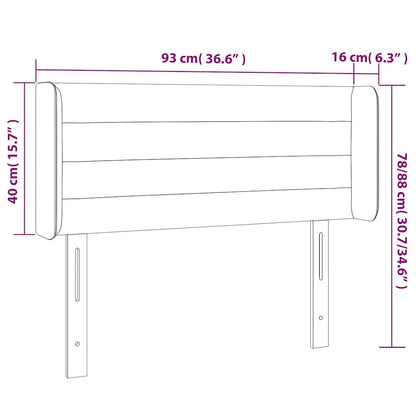 Kopfteil mit Ohren Dunkelgrau 93x16x78/88 cm Samt