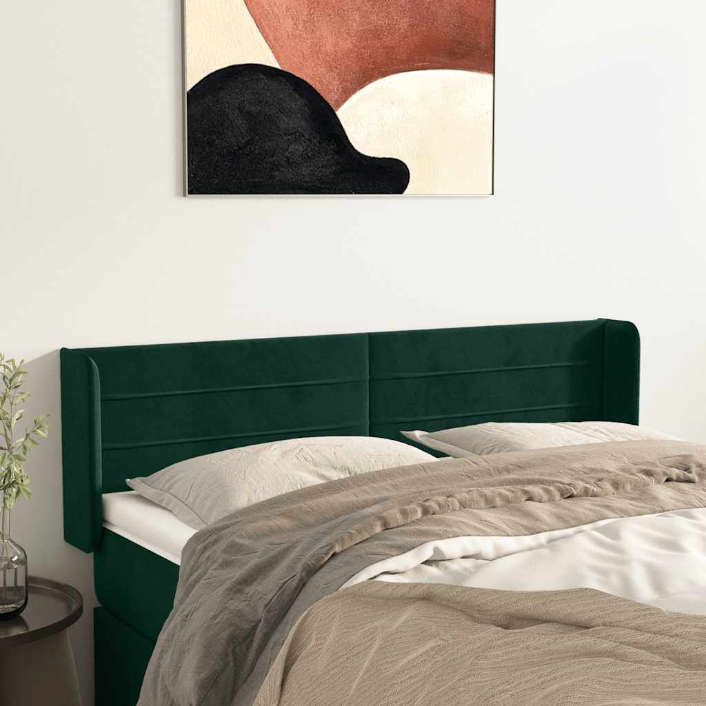 Kopfteil mit Ohren Dunkelgrün 147x16x78/88 cm Samt