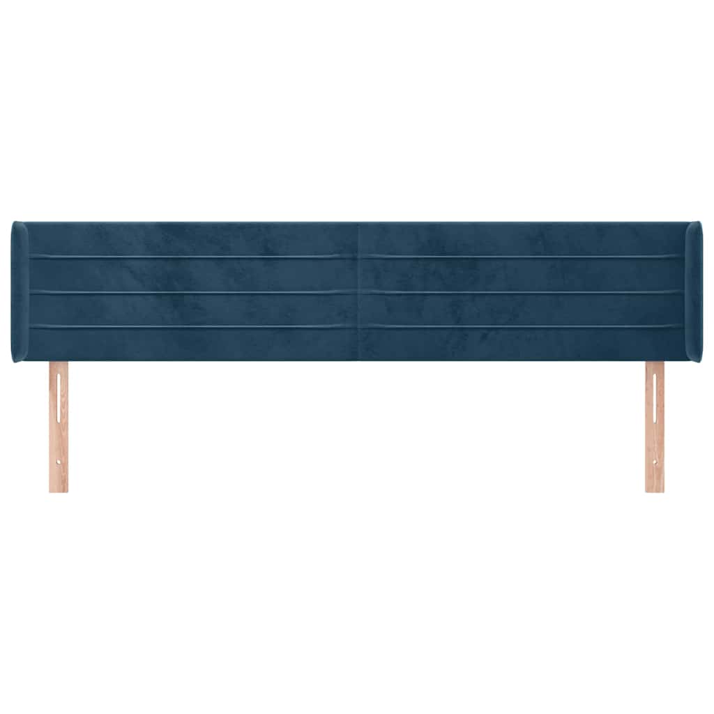 Kopfteil mit Ohren Dunkelblau 163x16x78/88 cm Samt