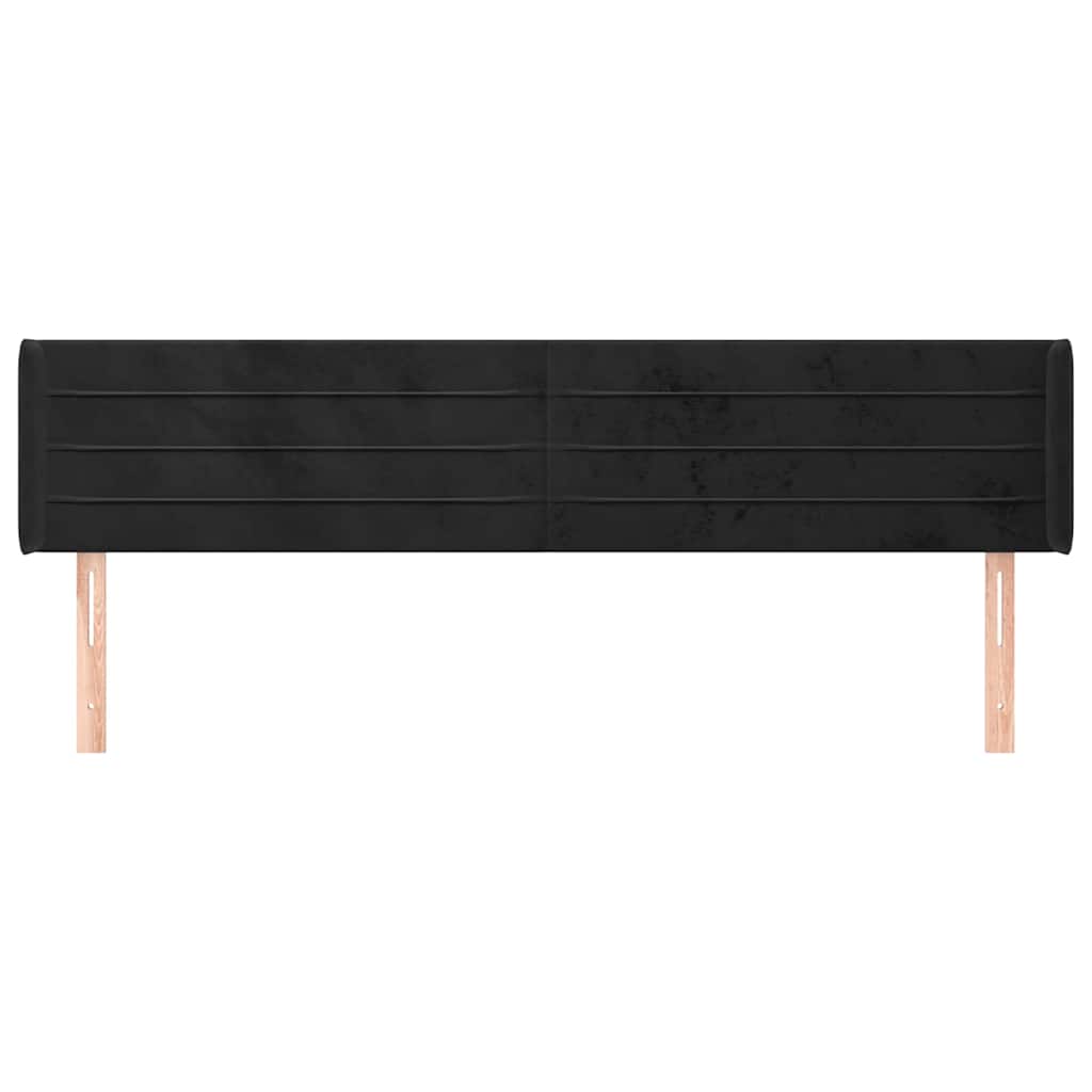 Kopfteil mit Ohren Schwarz 183x16x78/88 cm Samt