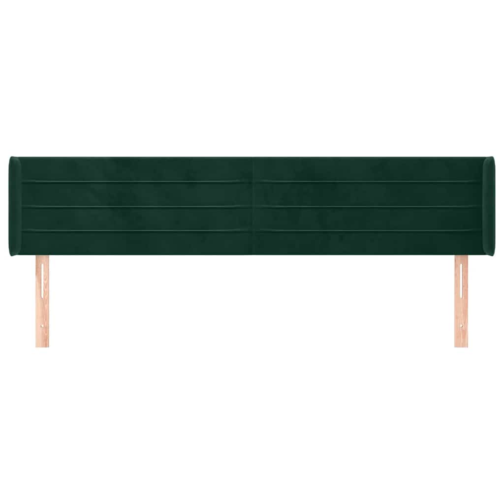 Kopfteil mit Ohren Dunkelgrün 203x16x78/88 cm Samt