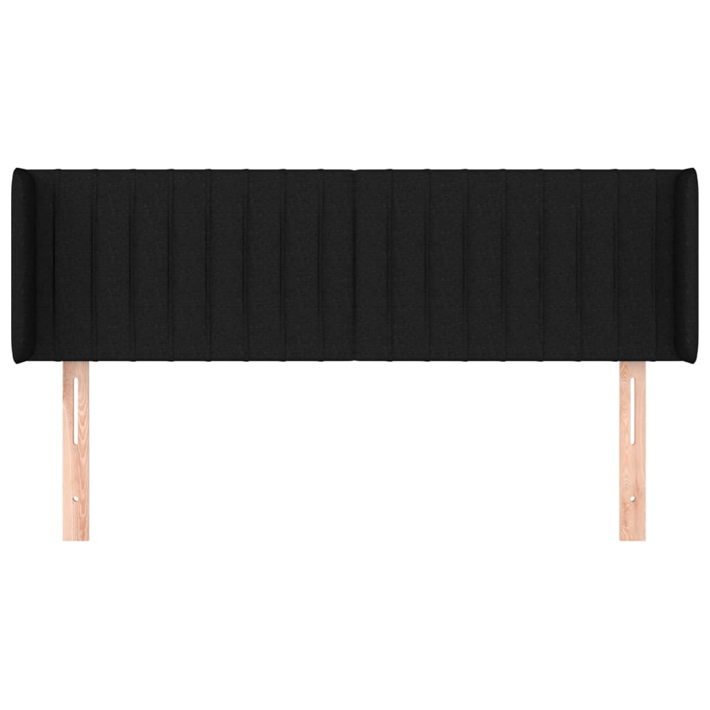 Kopfteil mit Ohren Schwarz 147x16x78/88 cm Stoff
