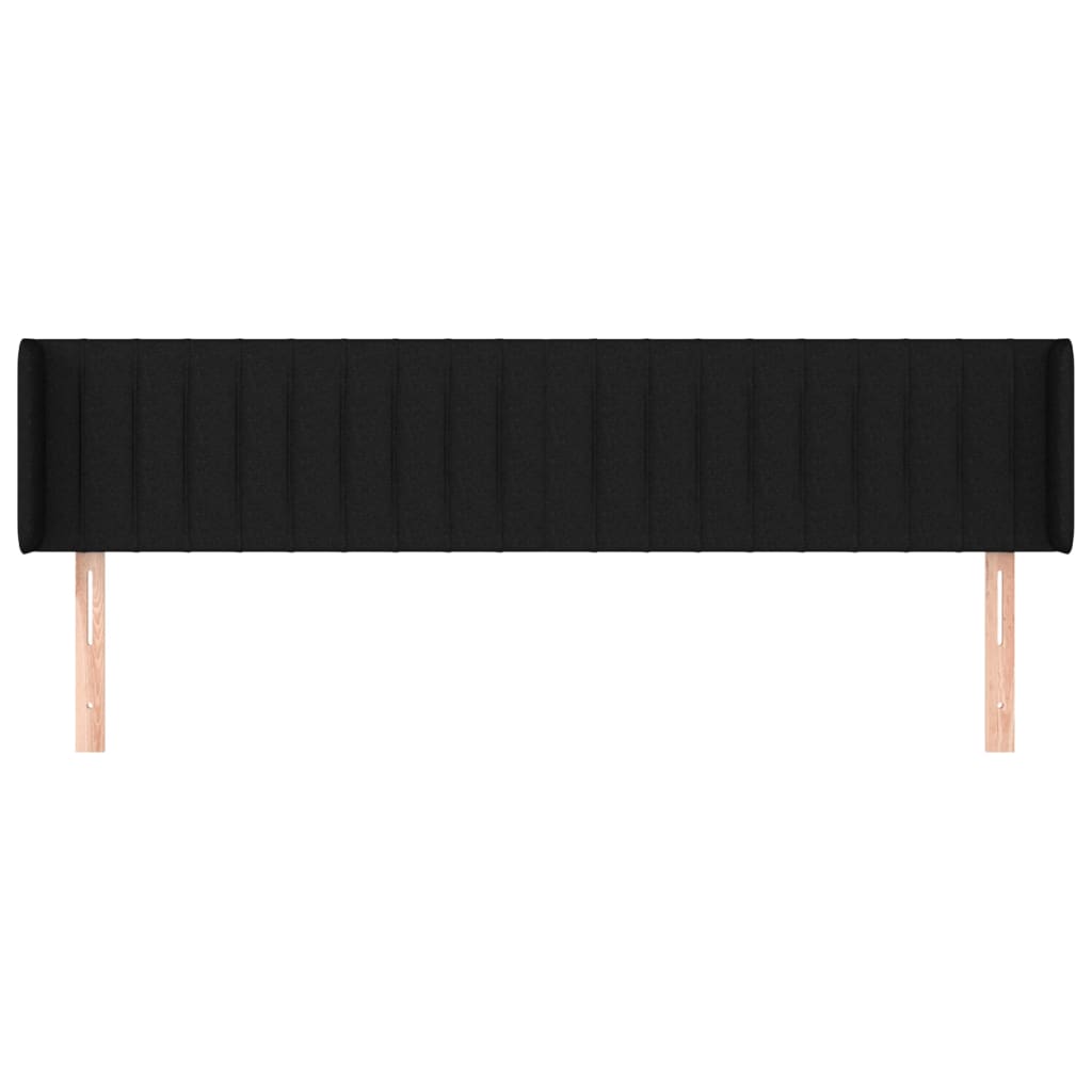 Kopfteil mit Ohren Schwarz 203x16x78/88 cm Stoff