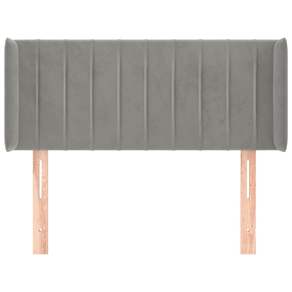 Kopfteil mit Ohren Hellgrau 103x16x78/88 cm Samt