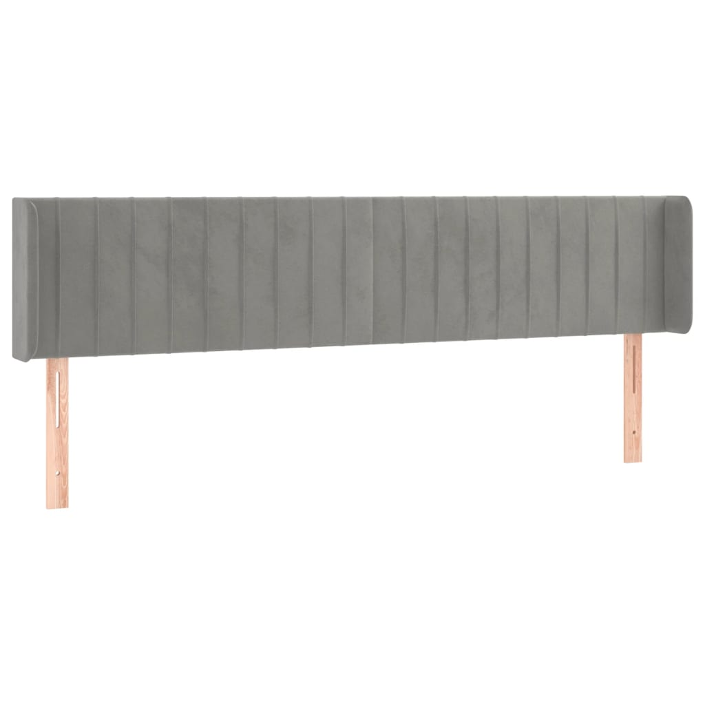 Kopfteil mit Ohren Hellgrau 203x16x78/88 cm Samt