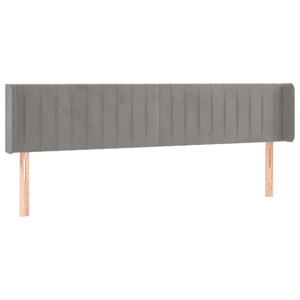 Kopfteil mit Ohren Hellgrau 203x16x78/88 cm Samt