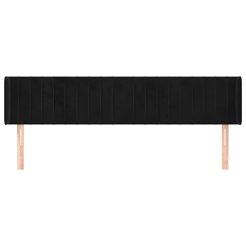 Kopfteil mit Ohren Schwarz 203x16x78/88 cm Samt