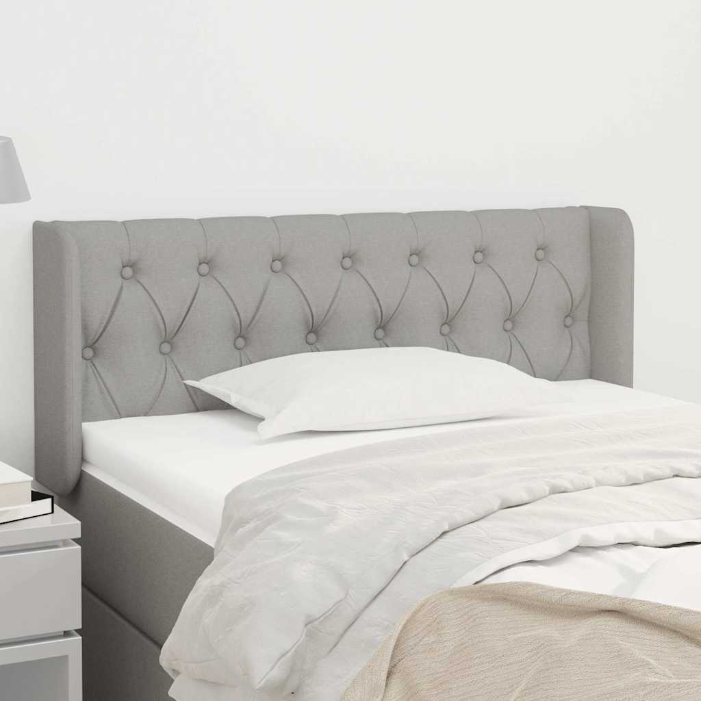 Kopfteil mit Ohren Hellgrau 93x16x78/88 cm Stoff
