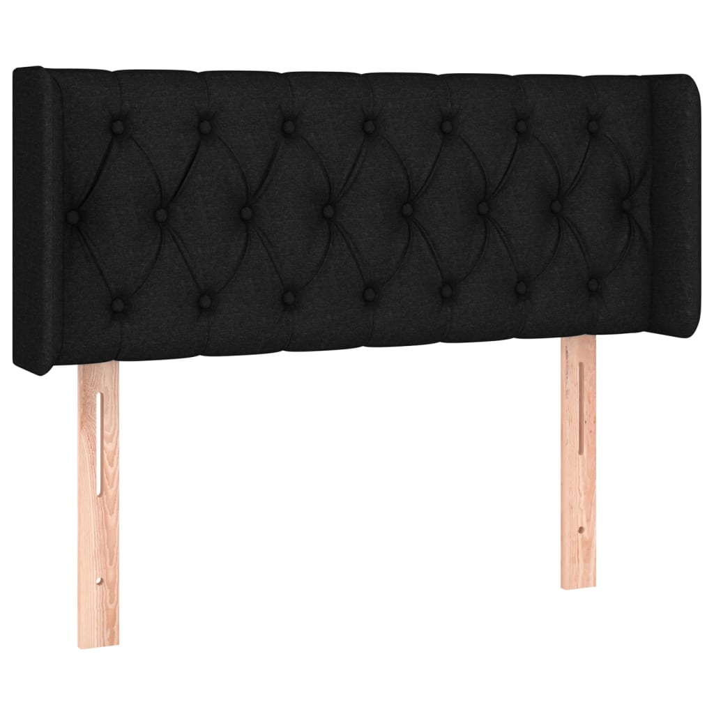 Kopfteil mit Ohren Schwarz 103x16x78/88 cm Stoff