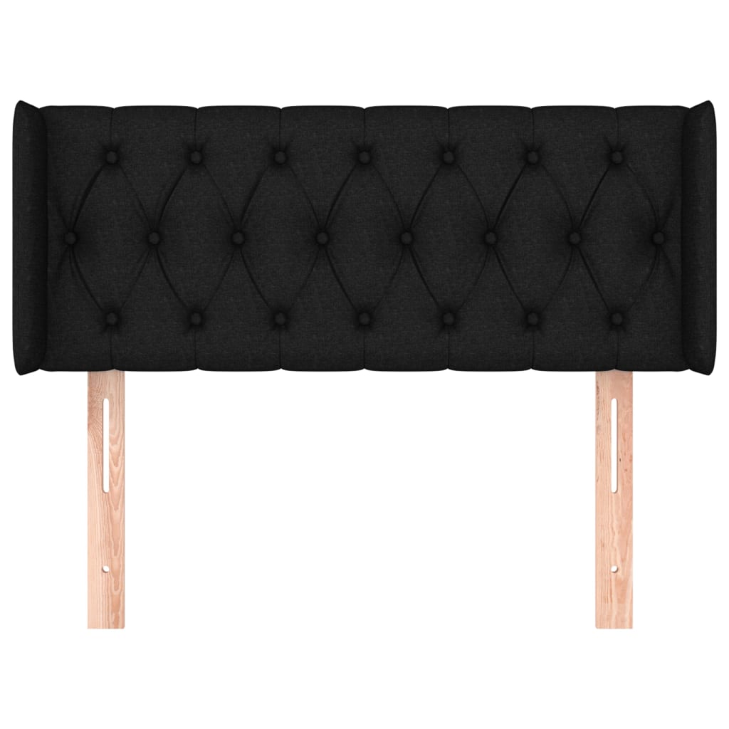 Kopfteil mit Ohren Schwarz 103x16x78/88 cm Stoff