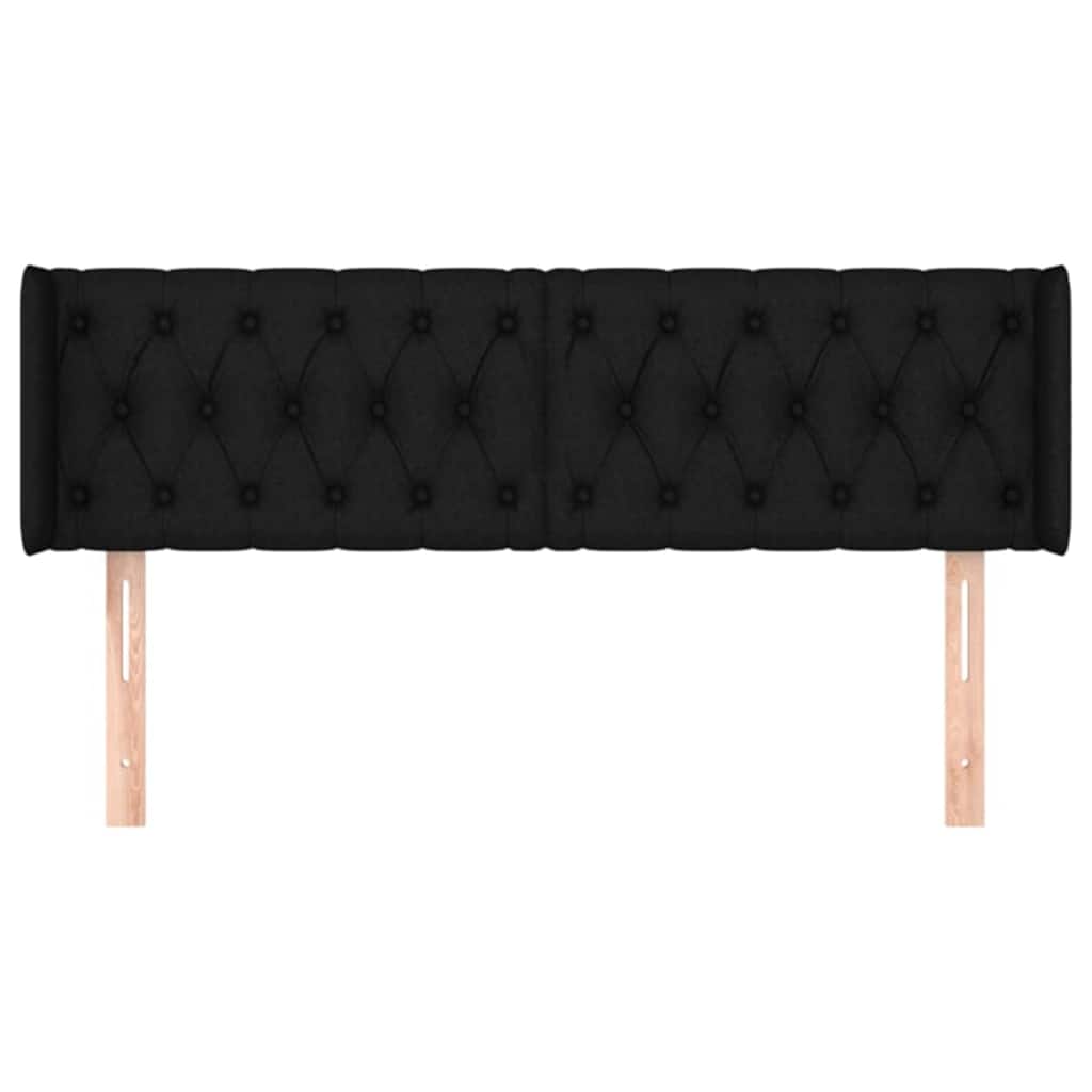 Kopfteil mit Ohren Schwarz 147x16x78/88 cm Stoff