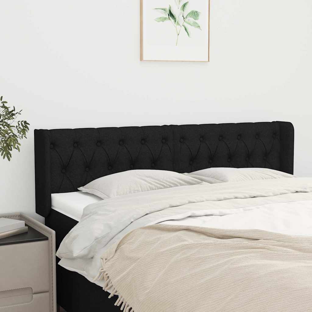 Kopfteil mit Ohren Schwarz 147x16x78/88 cm Stoff