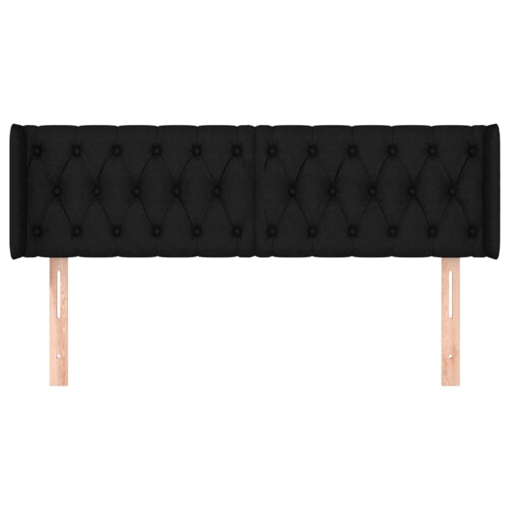 Kopfteil mit Ohren Schwarz 163x16x78/88 cm Stoff