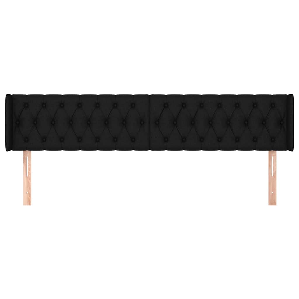Kopfteil mit Ohren Schwarz 183x16x78/88 cm Stoff