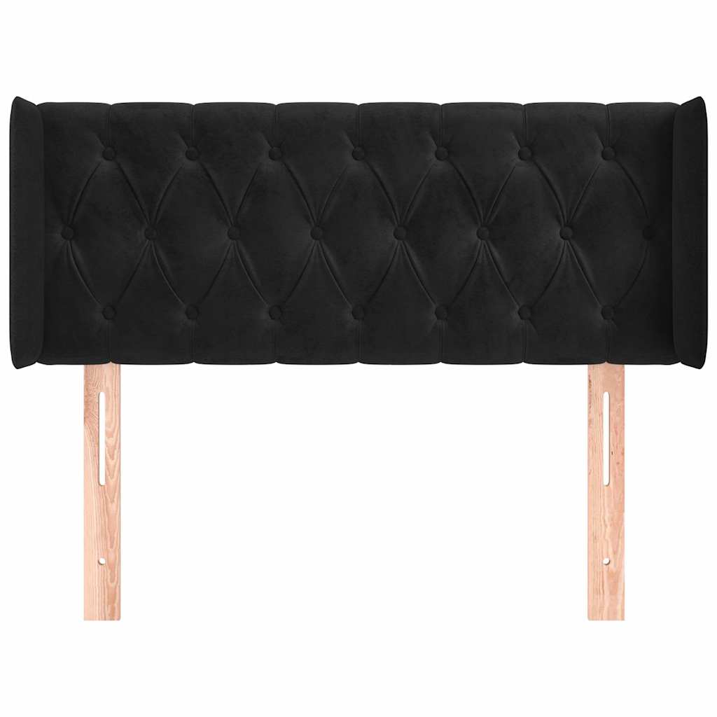Kopfteil mit Ohren Schwarz 103x16x78/88 cm Samt