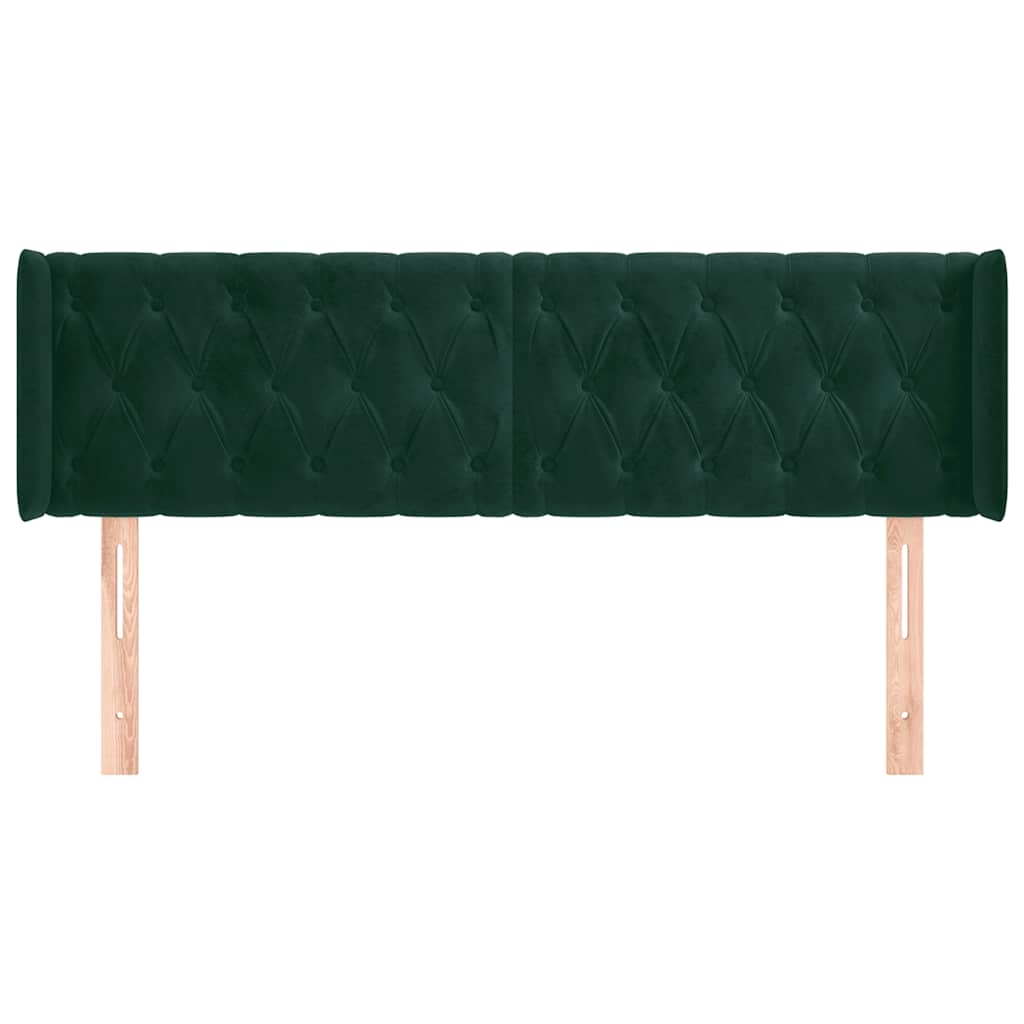 Kopfteil mit Ohren Dunkelgrün 147x16x78/88 cm Samt