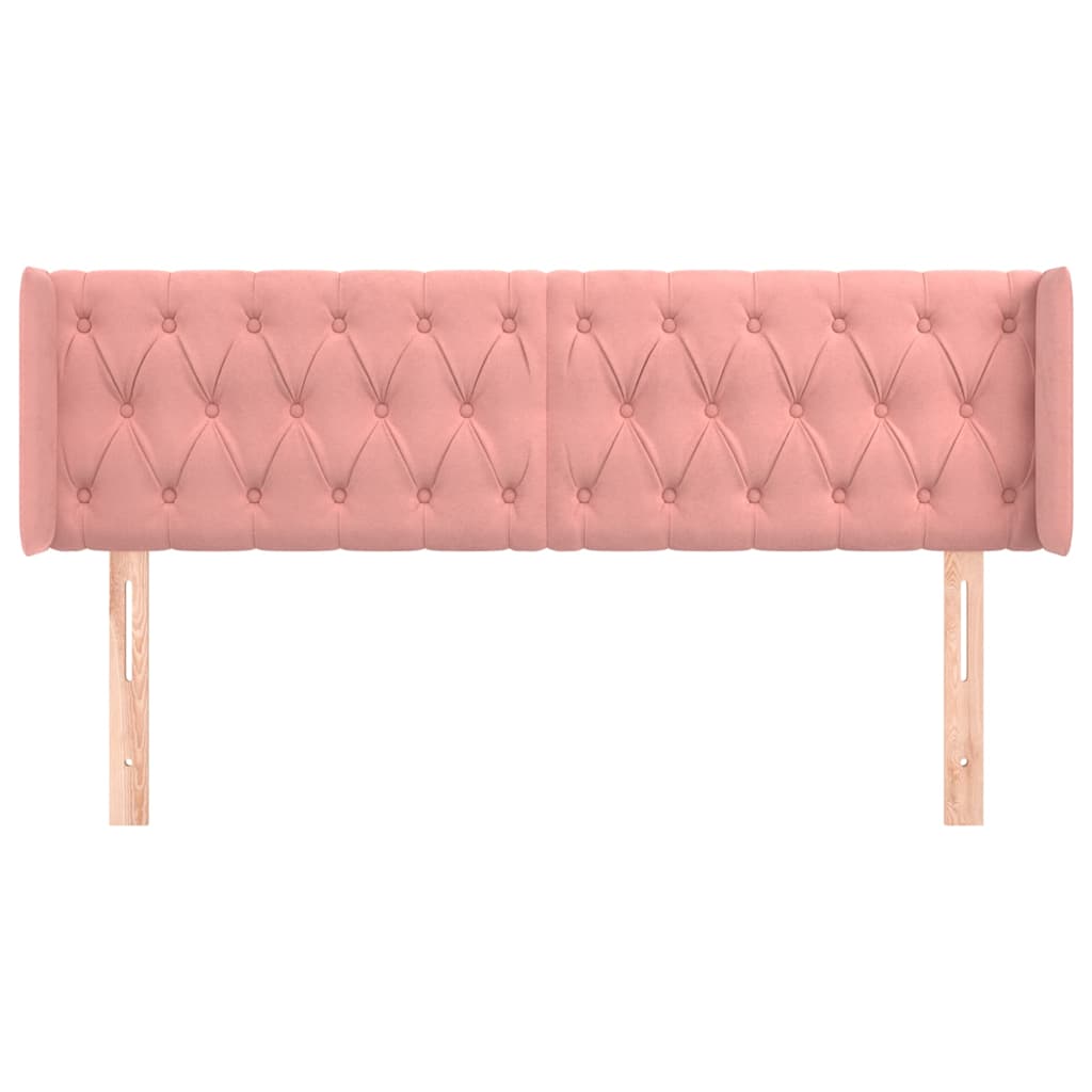 Kopfteil mit Ohren Rosa 163x16x78/88 cm Samt