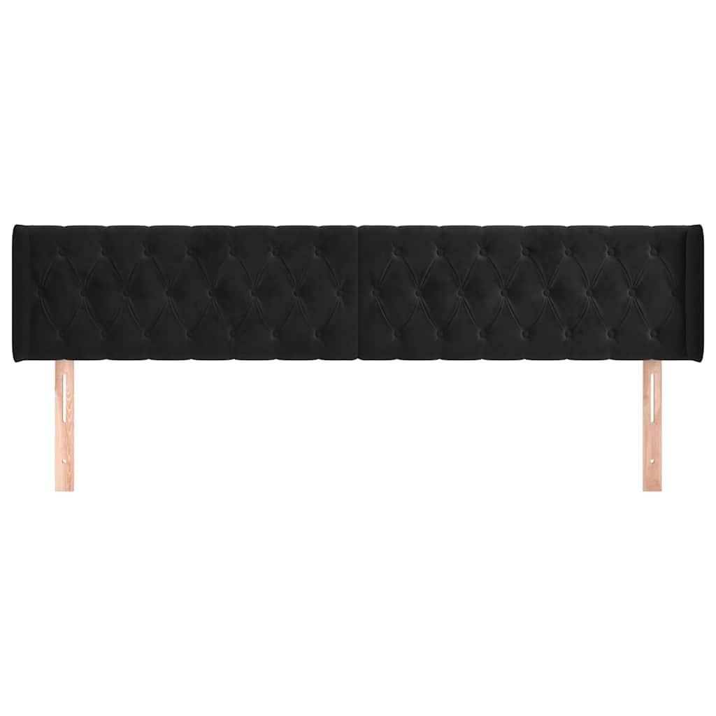 Kopfteil mit Ohren Schwarz 183x16x78/88 cm Samt