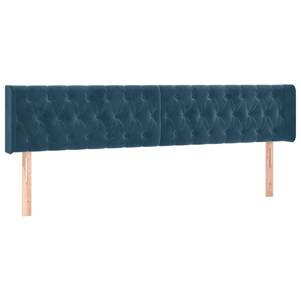 Kopfteil mit Ohren Dunkelblau 183x16x78/88 cm Samt