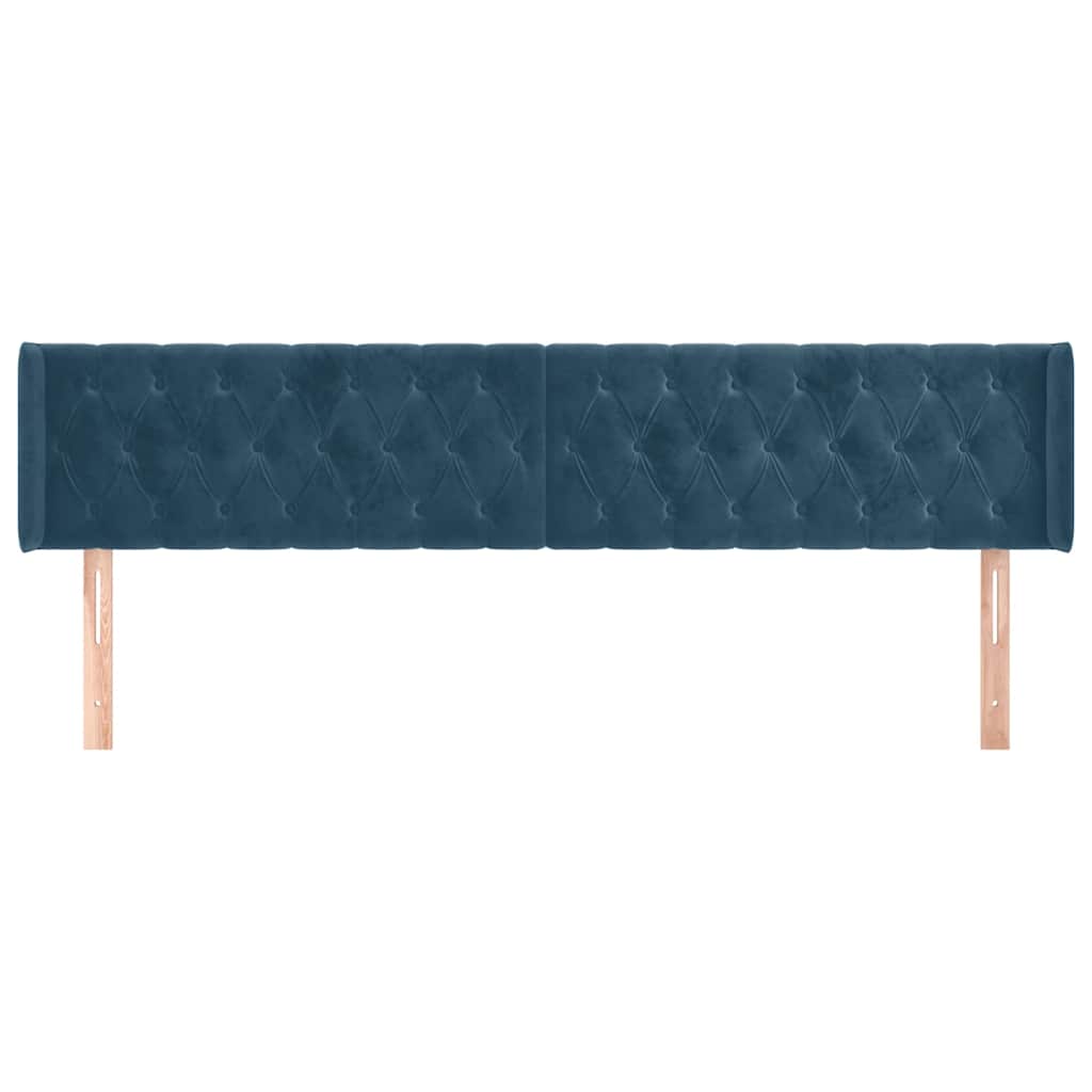 Kopfteil mit Ohren Dunkelblau 183x16x78/88 cm Samt