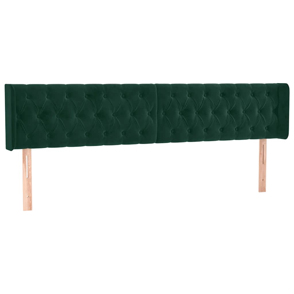 Kopfteil mit Ohren Dunkelgrün 203x16x78/88 cm Samt