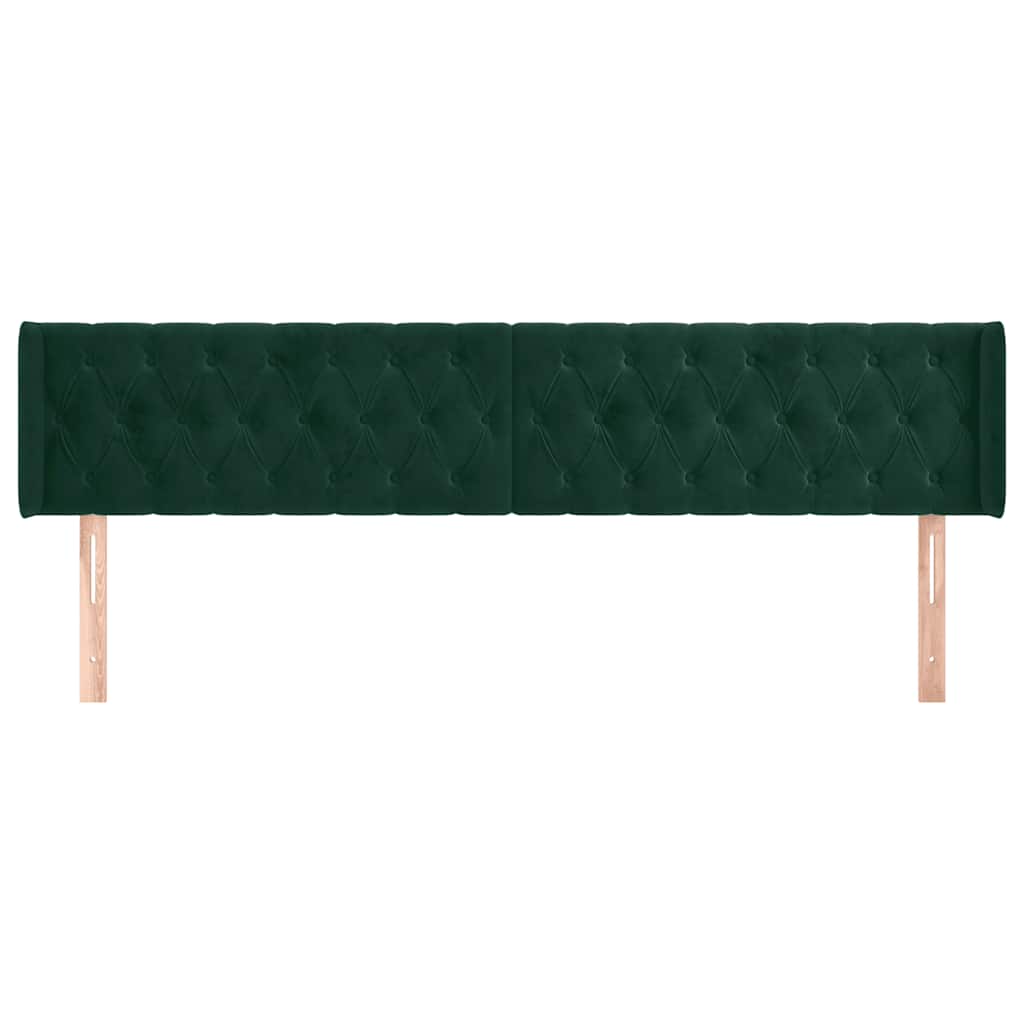 Kopfteil mit Ohren Dunkelgrün 203x16x78/88 cm Samt