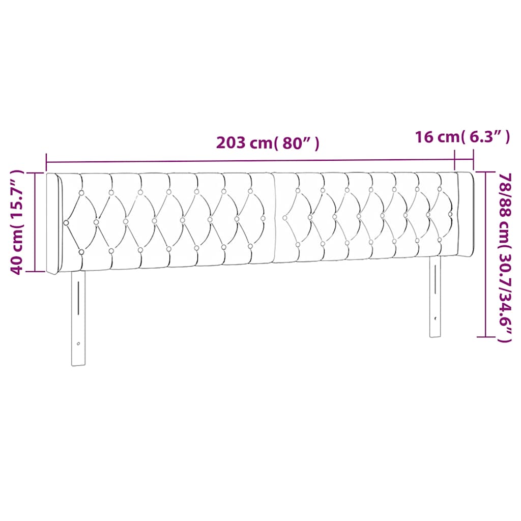 Kopfteil mit Ohren Dunkelgrün 203x16x78/88 cm Samt