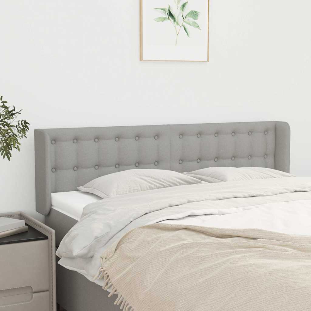 Kopfteil mit Ohren Hellgrau 147x16x78/88 cm Stoff