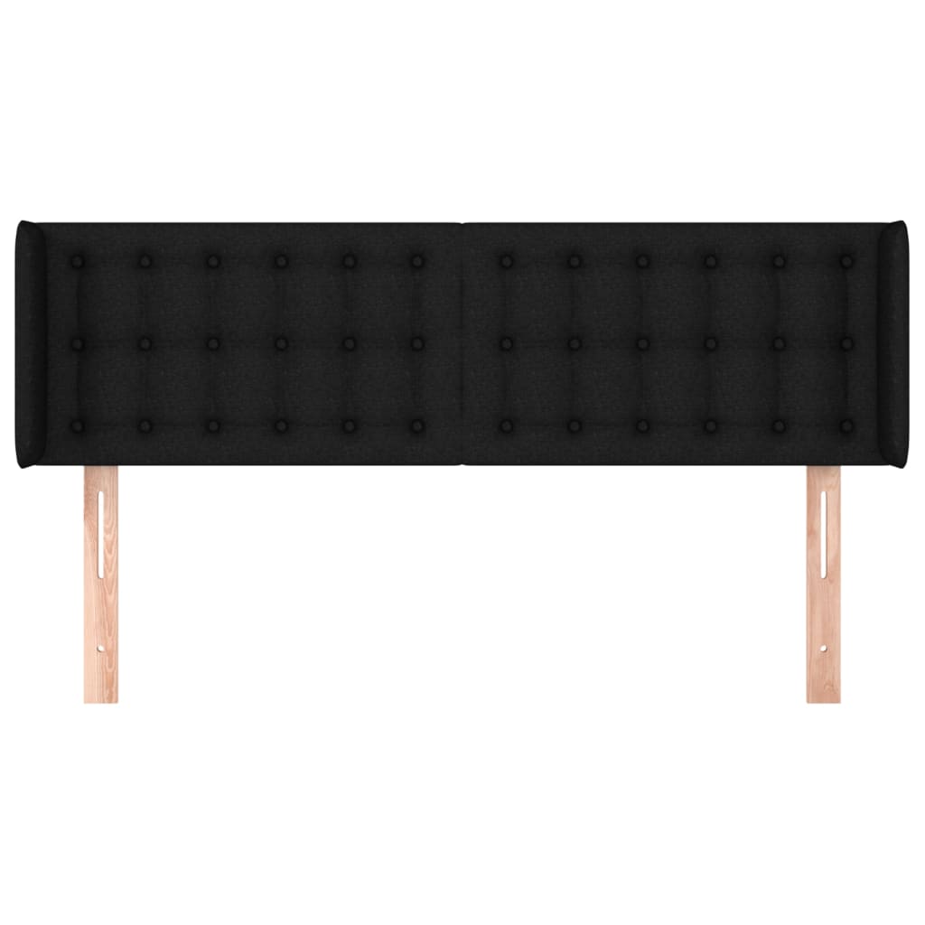 Kopfteil mit Ohren Schwarz 147x16x78/88 cm Stoff