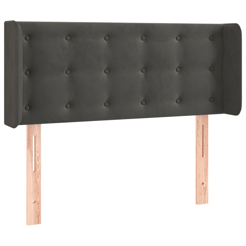 Kopfteil mit Ohren Dunkelgrau 93x16x78/88 cm Samt