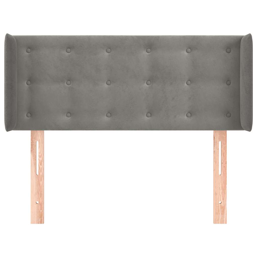 Kopfteil mit Ohren Hellgrau 103x16x78/88 cm Samt
