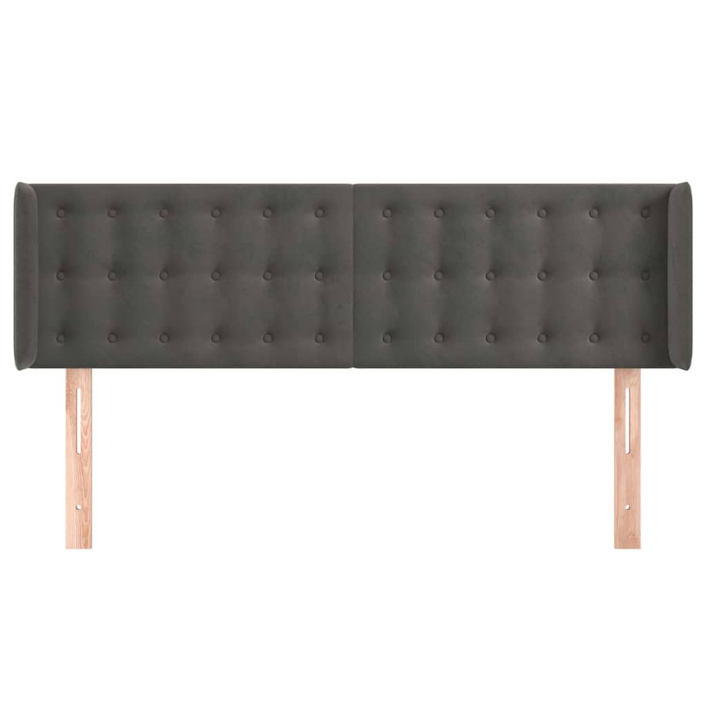 Kopfteil mit Ohren Dunkelgrau 147x16x78/88 cm Samt