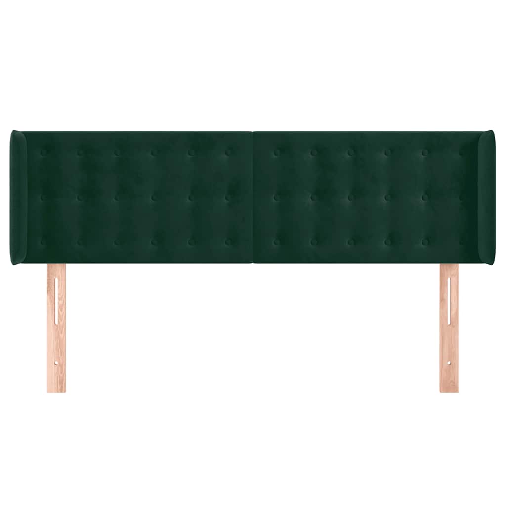 Kopfteil mit Ohren Dunkelgrün 147x16x78/88 cm Samt