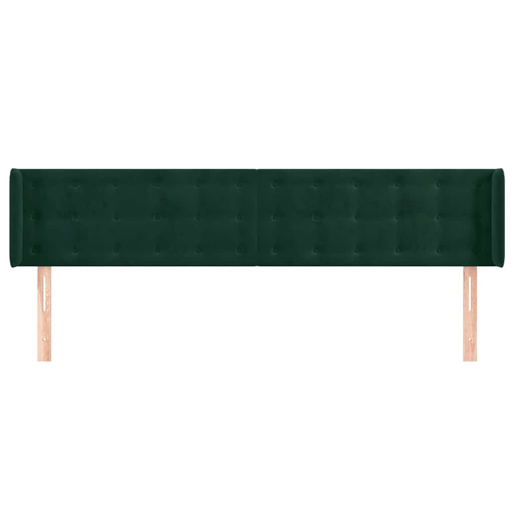 Kopfteil mit Ohren Dunkelgrün 203x16x78/88 cm Samt