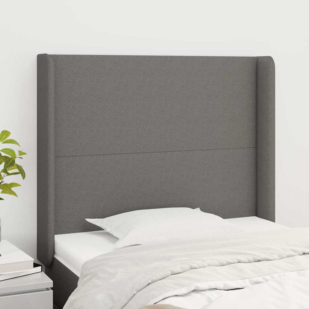 Kopfteil mit Ohren Dunkelgrau 83x16x118/128 cm Stoff