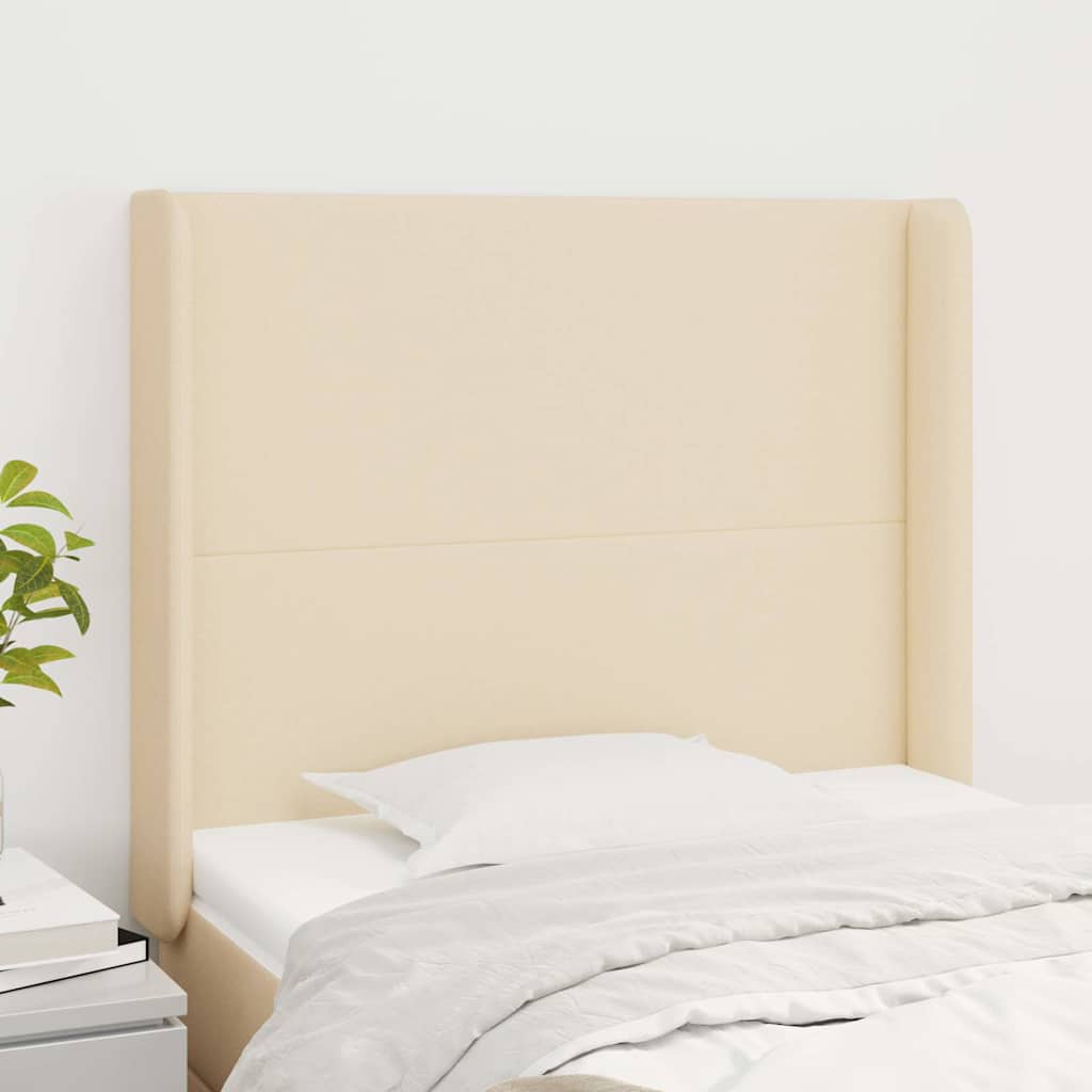 Kopfteil mit Ohren Creme 103x16x118/128 cm Stoff