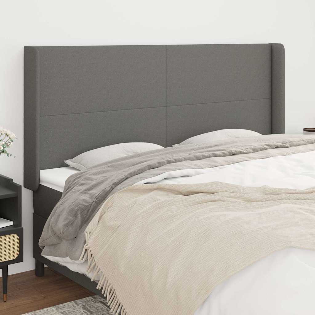 Kopfteil mit Ohren Dunkelgrau 183x16x118/128 cm Stoff