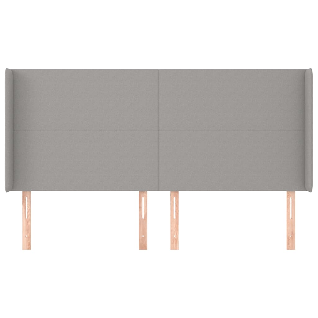 Kopfteil mit Ohren Hellgrau 203x16x118/128 cm Stoff