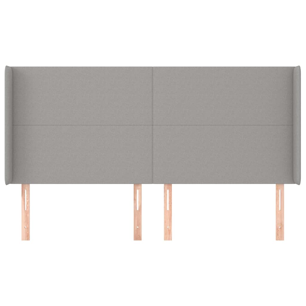 Kopfteil mit Ohren Hellgrau 203x16x118/128 cm Stoff
