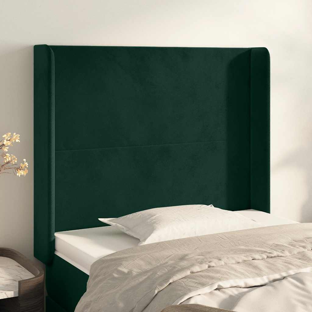 Kopfteil mit Ohren Dunkelgrün 83x16x118/128 cm Samt