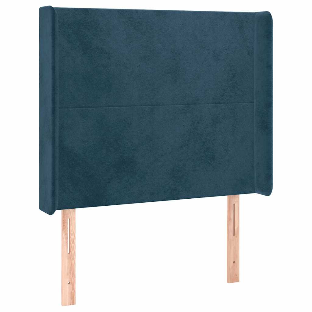 Kopfteil mit Ohren Dunkelblau 93x16x118/128 cm Samt