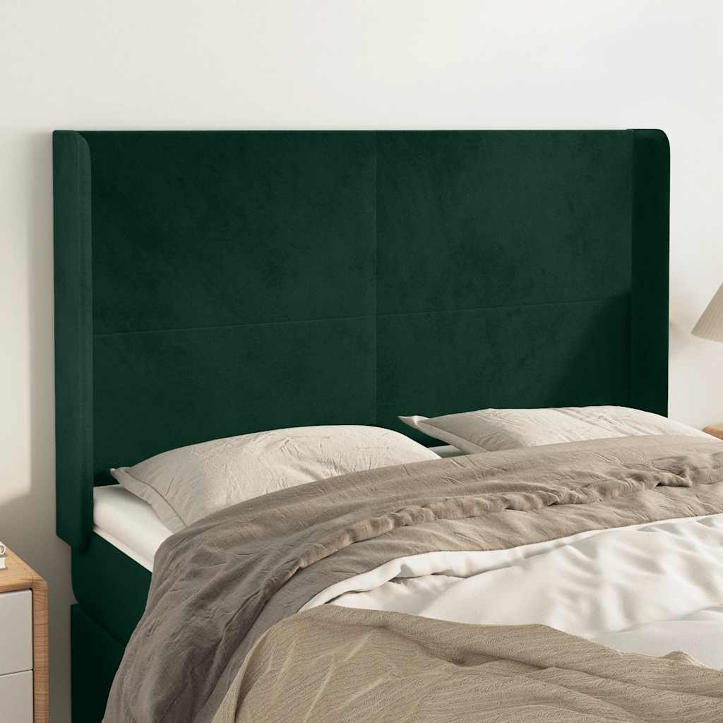 Kopfteil mit Ohren Dunkelgrün 147x16x118/128 cm Samt