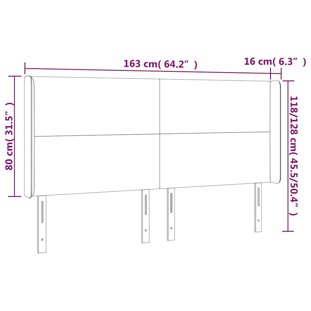 Kopfteil mit Ohren Dunkelblau 163x16x118/128 cm Samt