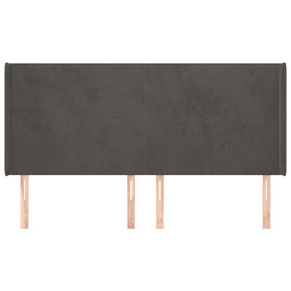 Kopfteil mit Ohren Dunkelgrau 183x16x118/128 cm Samt