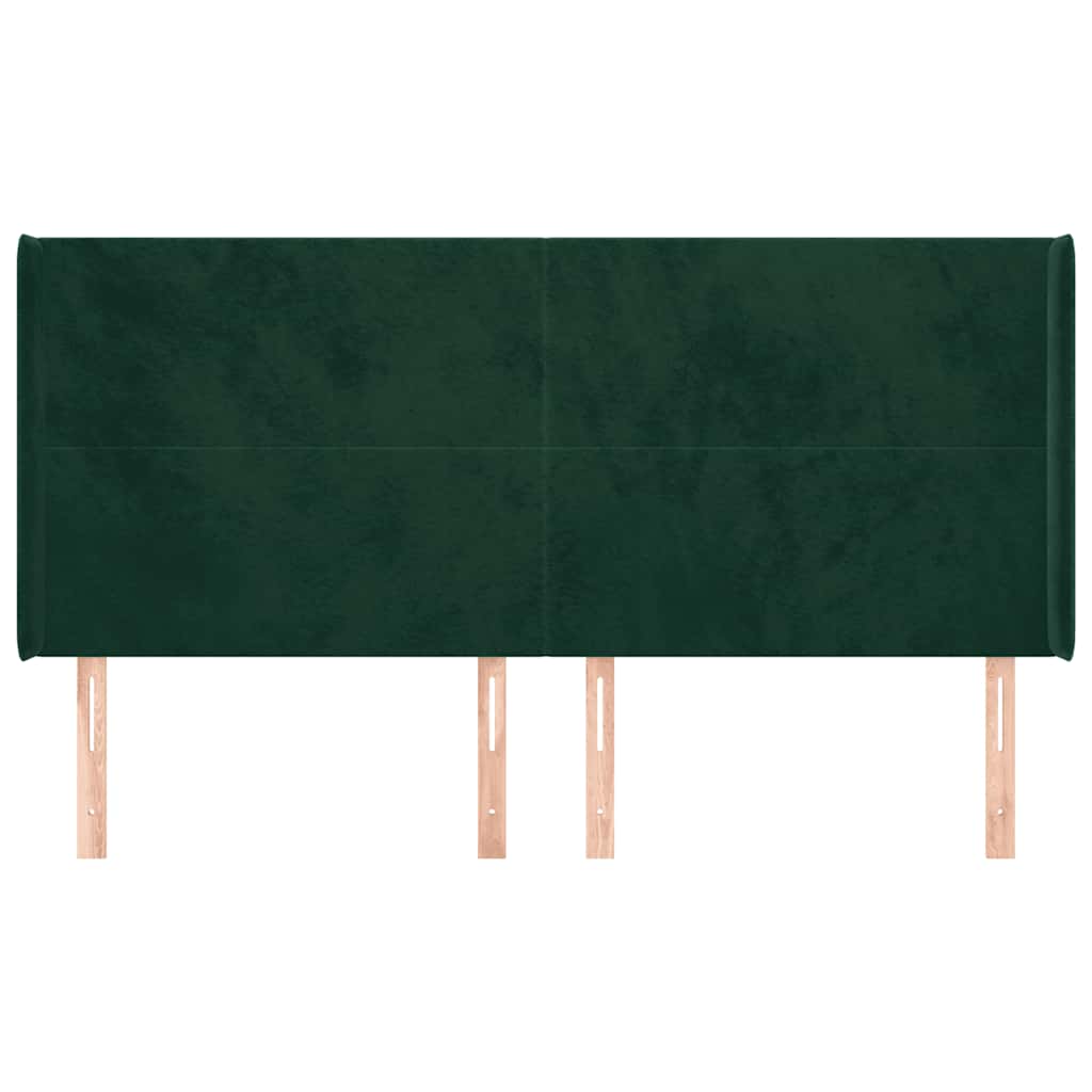 Kopfteil mit Ohren Dunkelgrün 203x16x118/128 cm Samt