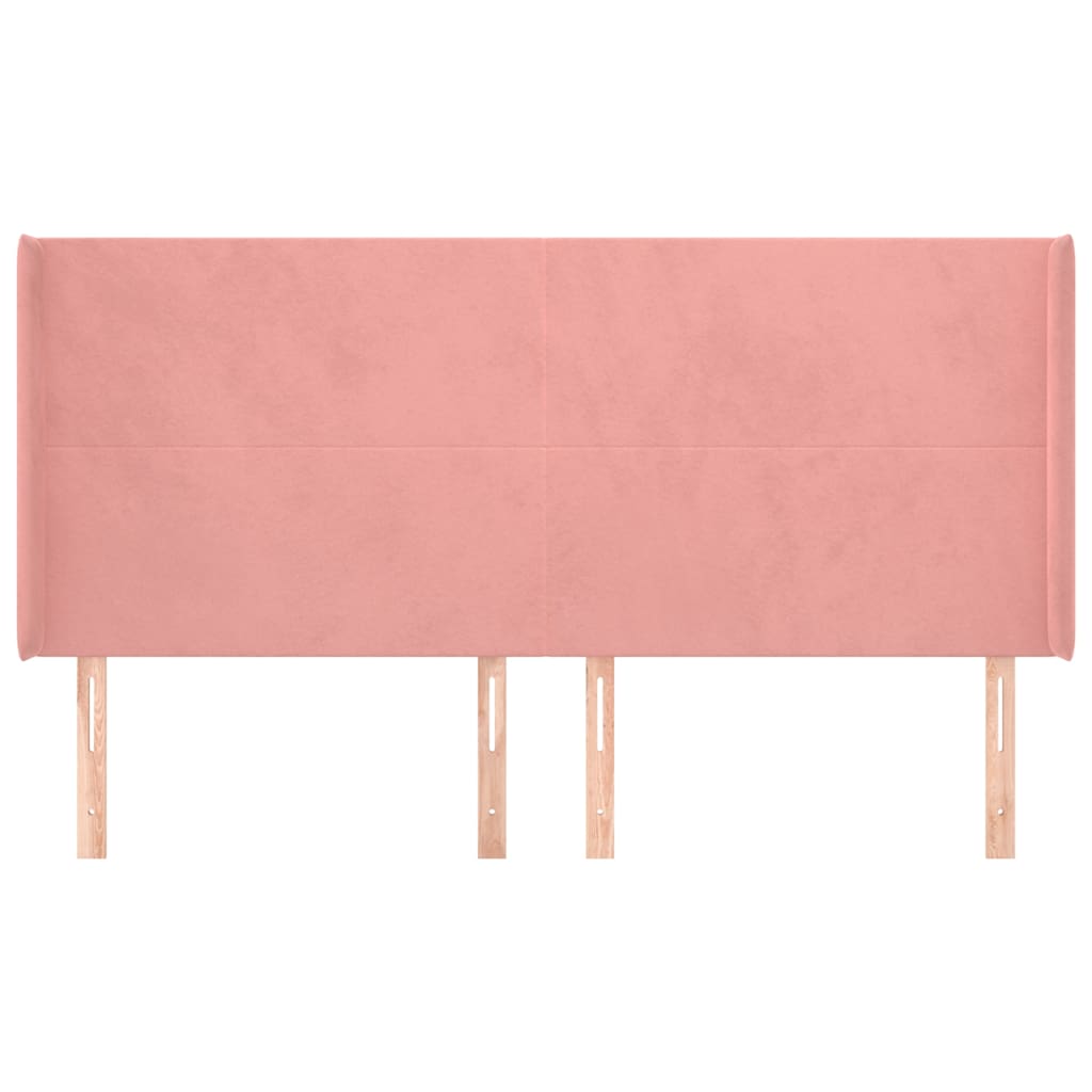 Kopfteil mit Ohren Rosa 203x16x118/128 cm Samt