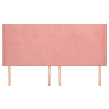 Kopfteil mit Ohren Rosa 203x16x118/128 cm Samt